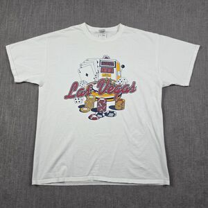 Vintage Las Vegas Casino Gambling Graphic Tee Shirt XL Fruit of the Loom White